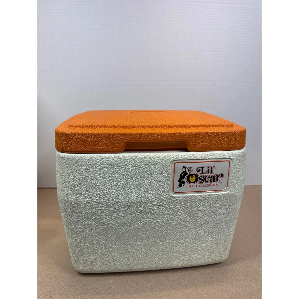 Vintage Coleman Lil Oscar Cooler Orange White 1982 Model 5272 Personal Ice Chest